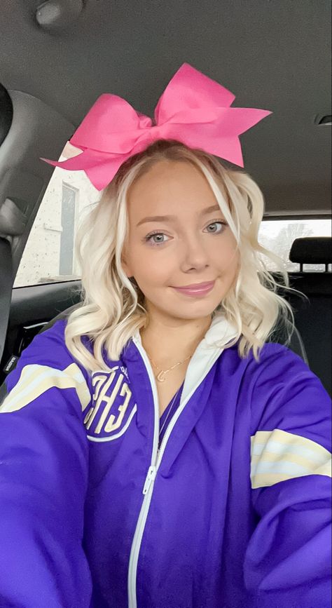 Half Up Half Down Cheer Hair Short, High Half Up Half Down Hair Cheer, Cheer Hair With Bow, Half Up Half Down Hair Cheer, Half Up Half Down Cheer Hair, Cheer Half Up Half Down Hair With Bow, Cheer Half Up Half Down Hair, Preppy Cheer, Cheer Comp Hairstyles With Bows