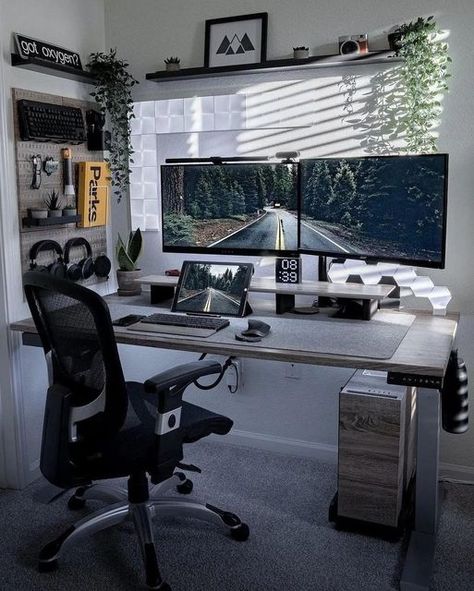 Desk Setups | Work Station on Instagram: "🎯What do you think of this dual monitor setup? Follow 👉 @setuputic 👈 Follow 👉 @setuputic 👈 Follow 👉 @setuputic 👈 Product links in bio 📷: @teksetup 🏷️ #deskgoals #desksetup #productivespaces #minimalsetup #deskinspiration #desktour #setupwars #creativespaces #workspaces #workstation #deskdecor #bedroominspo #setupinspiration #dreamsetup #desklife #diysetup #workspaceinspo #cleansetup #officedesign #officedecor #pcsetup #homeoffice #workspaceinspo Workstation Design, Dream Setup, Battle Stations, Dual Monitor Setup, Gaming Desk Setup, Dream Desk, Computer Desk Setup, Home Studio Setup, Desktop Setup