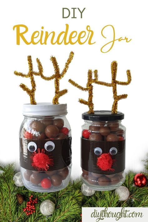 Diy Christmas Gifts Food, Christmas Diy Food, Diy Reindeer, Christmas Mason Jars Diy, Homemade Christmas Gift, Easy Homemade Christmas Gifts, Reindeer Craft, Easy Christmas Gifts, Christmas Mason Jars