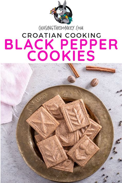 Croatian Cooking: Peparenjaci, Black Pepper Cookies, are something like a Croatian version of gingerbread cookies but with lots of black pepper as one of the main ingredients. Get the recipe here! #CroatianFood #Cookies #Desserts #CookieRecipes Pepper Cookies Recipe, Pepper Cookies, Croatian Recipes, Banana Dessert, Hungarian Recipes, Dessert Bread, Russian Recipes, Cooking Inspiration, Foodie Travel