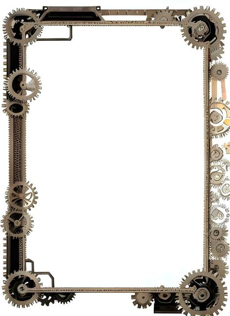 Steampunk Border Frame Illustration Ai Generative Steampunk Border Design, Steampunk Frame, Steampunk Background, Steampunk Wallpaper, Steampunk Elements, Book Cover Design Template, Game Card Design, Frame Illustration, Border Frame