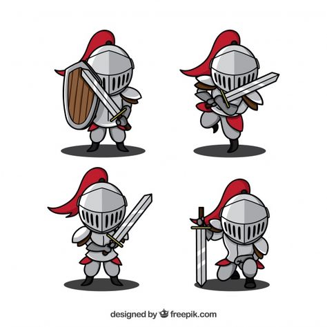 Hand drawn variety of knights Free Vector | Premium Vector #Freepik #vector #hand #hand-drawn #shield #metal Knight Mascot, Armour Illustration, Knight Clipart, Knight Helmet Art, Knight Cartoon, Medieval Drawing, Knight Illustration, Chibi Knight, Cartoon Knight