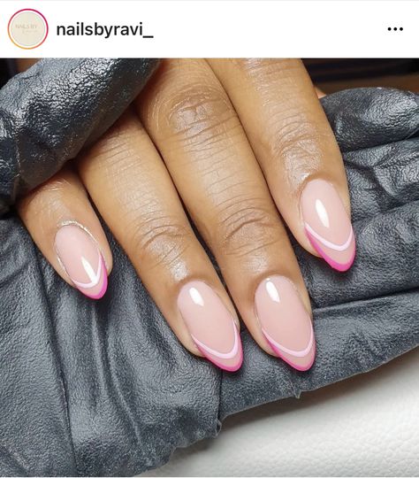 Pink Oval French Tip Nails, Oval Valentines Nails, French Nails Rosa, Pink Nails Oval, Oval Pink Nails, Short Oval Nails Designs, Pink Oval Nails, Almond Nails Pink, Oval Acrylic Nails