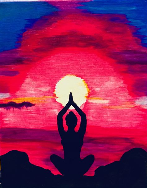 My yoga girl Meditation Watercolor Art, Yoga Acrylic Painting Ideas, Zen Painting Ideas On Canvas, Yoga Canvas Painting, Yoga Painting Ideas On Canvas, Healing Paintings Easy, Spiritual Art Easy, Meditation Painting Ideas, Yoga Painting Ideas