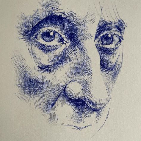 Hatch Art, Hatch Drawing, Biro Art, The Last Lesson, Ballpoint Pen Art, Pen Art Work, Realistic Pencil Drawings, Pen Art Drawings, Drawing Faces