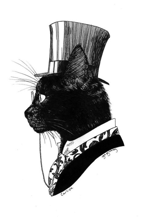 Carlisle the Gentleman by ~BrinkleyInk Tattoo Gato, Soyut Sanat Tabloları, A Black Cat, 캐릭터 드로잉, Arte Inspo, Art Et Illustration, 판타지 아트, Mail Art, Pusheen