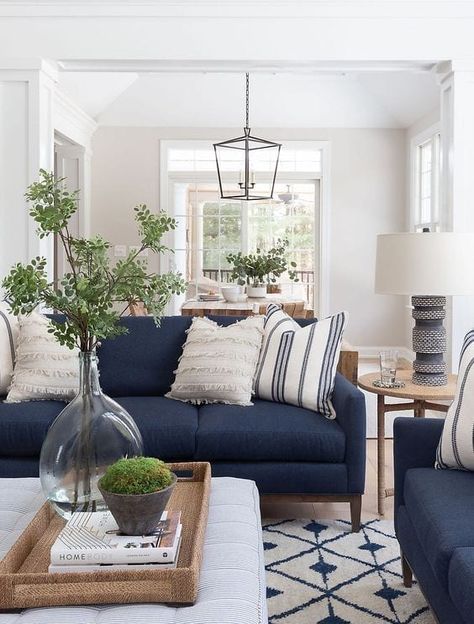 Navy Sofa Living Room, Blue Sofa Living, Blue Couch Living, Blue Sofas Living Room, Blue Couch Living Room, Navy Sofa, Blue Sofas, Sofa Design Ideas, Blue Couch