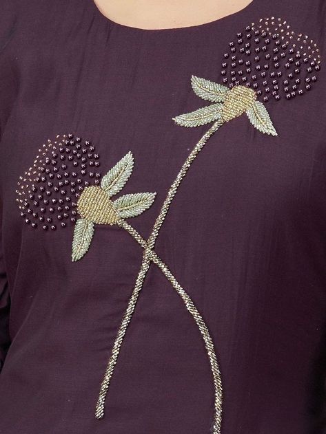 Sew A Sweater, Gold Work Embroidery, Kurti Embroidery, Purple Bottle, Wonder Of The World, Crochet Cardigans, Hand Beaded Embroidery, Diy Bead Embroidery, Diy Embroidery Designs