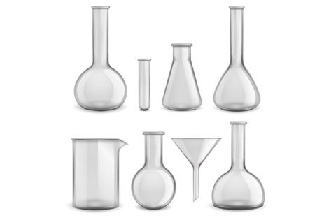 Glass chemical equipment. Realistic test tubes. 3D transparent laboratory instruments set. Isolated scientific measuring containers. Vector various types of empty lab experimental beakers and flasks Lab Instruments, Test Tubes, Beakers, Test Tube, Flask, Lab, Glass