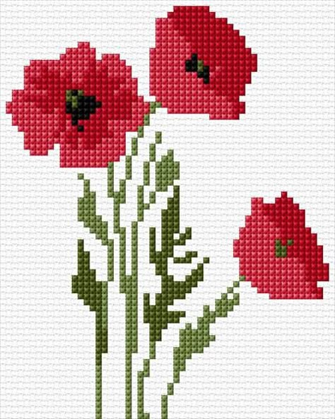 Poppies Cross Stitch Pattern, Poppy Cross Stitch Pattern, Free Cross Stitch Patterns Flowers, Cross Stitch Poppy, Cross Stitch Flowers Pattern, Cross Stitch Calculator, Cross Stitch Flower, Cross Stitch Kitchen, Cross Stitch Patterns Flowers