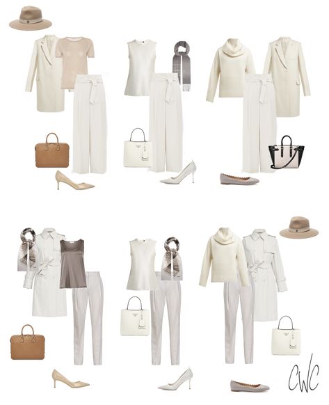 Year Capsule Wardrobe, Elegant Capsule Wardrobe, Luxury Capsule Wardrobe, Business Capsule, Capsule Wardrobe Accessories, Ivory Outfit, New Year Resolutions, Hat Fedora, Capsule Wardrobe Work