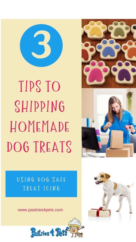 There are 3 important steps in shipping your dog treats to your friends & family members or to your customers. First you need to know how long your home made dog treats last, second, you need to package your dog treats correctly and then you need to know how to mail your treats. For step by step instructions click our pin. How To Package Homemade Dog Treats, Dog Treat Packaging Ideas, Diy Dog Stuff To Sell, Dog Treat Icing Recipe, Selling Dog Treats, Dog Treat Icing, Home Made Dog Treats, Dog Treat Business, Dog Baking