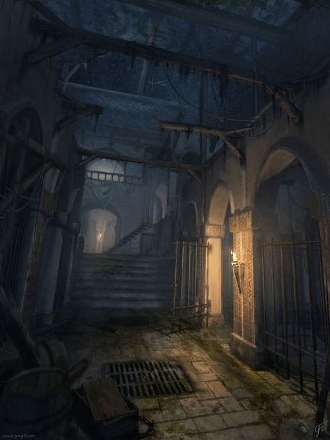 ArtStation - The prison, Gregory Fromenteau 다크 판타지, Fantasy City, Fantasy Setting, Fantasy Places, Wow Art, Fantasy Concept Art, Fantasy Rpg, 판타지 아트, Fantasy Inspiration