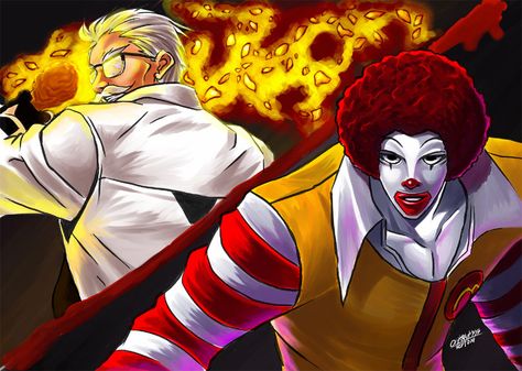 Kfc Colonel Sanders Fanart, Ronald Mcdonald Fanart Anime, Kfc X Mcdonald X Burger King, Burger King X Mcdonalds, Burger King X Mcdonalds X Kfc Fanart, Kfc Fanart, Ronald Mcdonald Fanart, Wendy Anime, Food Characters