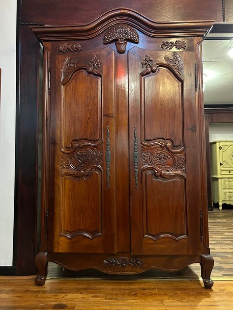 This French armoire is in great original condition. It has been well taken care of and maintained.   All items are vintage, wooden pieces in good condition that will typically have cosmetic imperfections such as light nicks and chips, and small scrapes, as well as signs of character and history. -Constructed of solid wood -Designed in French Provincial Style I also do custom colors and custom orders so feel free to ask or message me if you have any questions.  Blessings, MattD Shipping: This ite Vintage Wooden Wardrobe, Random Reference, Wooden Armoire, Tallboy Chest Of Drawers, Cottage French, Armoire Wardrobe, Antique Wardrobe, Solid Wood Design, Provincial Furniture