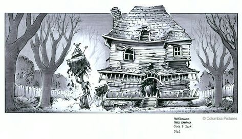 Reading Projects, Creepy Houses, House Cartoon, Monster House, Goth Fairy, Building Drawing, Horror Movie Icons, Font Illustration, House Illustration