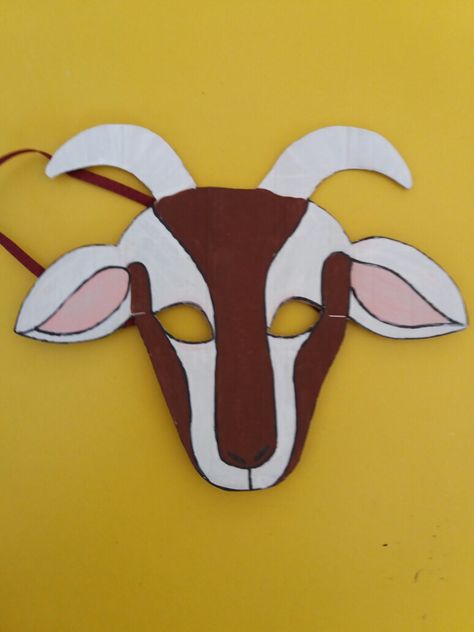 Goat Mask For Kids, Goat Mask, Animal Masks For Kids, Three Billy Goats Gruff, Newborn Halloween Costumes, Billy Goats Gruff, Newborn Halloween, Book Week Costume, Masks Crafts