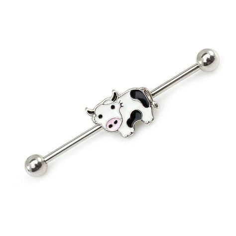 PRICES MAY VARY. Industrial Barbell with Cute Cow Design 14g Measurement: 14g (1.6 mm); 38 mm Length, 13 mm Cow size, 5 mm Balls Show your love for animals, nature and farming wearing this nice jewelry Perfect for all occasions: Best gift for Birthday, Christmas Day, Anniversary, Valentine's Day, Wedding, Vocation, Halloween Party and more. Customer Satisfaction: We ensure full customer satisfaction. Please don't hesitate to contact us. In case you are not satisfied with the product, you can ret Industrial Bar Piercing, Industrial Ring, Ear Piercings Industrial, Industrial Earrings, Industrial Piercing Jewelry, Types Of Ear Piercings, Cow Design, Industrial Jewelry, Industrial Barbell