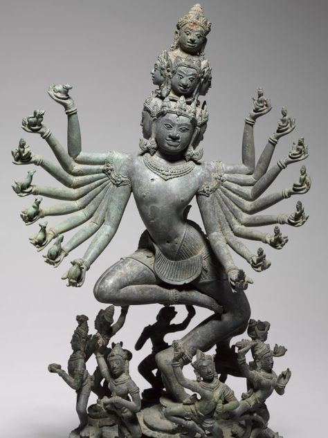 Hevajra, c. 1200  Cambodia, Angkor, the Bayon, late 12th-early 13th century  bronze, Overall: 46 x 23.9 cm (18 1/16 x 9 3/8 in). Dancing Hevajra was the main figural image used in the Khmer territories between the 11th and 13th centuries to indicate the practice of Buddhist rituals and meditations set forth in a text called the Hevajra Tantra. Lion Human, Banteay Chhmar, Hands Gripping, Jayavarman Vii, Buddhist Rituals, Jose Fernandez, Ancient Indian Art, Cambodian Art, Ancient Indian Architecture