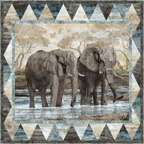 Elephant Decoration, Panel Quilt Patterns, Patchwork Quilt Patterns, Elephant Family, African Wildlife, Panel Quilts, Digital Print Fabric, African Animals, Quilt Kit