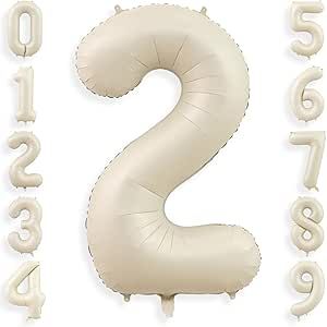 40 Inch Cream White 2 Balloon Numbers, Large Number 2 Balloon Foil Helium Number Balloons, Big 2 Mylar Birthday Balloons for Boys Girls 2nd Birthday Party Decorations Anniversary Party Supplies 2nd Birthday Party Decorations, Number 2 Balloon, Helium Number Balloons, 2 Balloon, Balloon Numbers, 2nd Birthday Party, Girl 2nd Birthday, Kids Gift Guide, Number Balloons