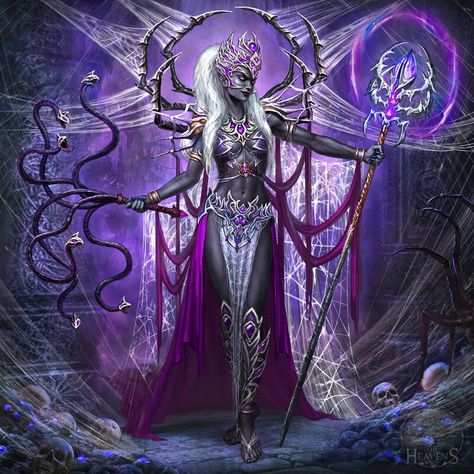 Drow Priestess, Half Drow, Dnd Elves, Spring Fairy, High Priestess, Dungeons And Dragons Characters, Dark Elf, Fantasy Monster, Game Dev