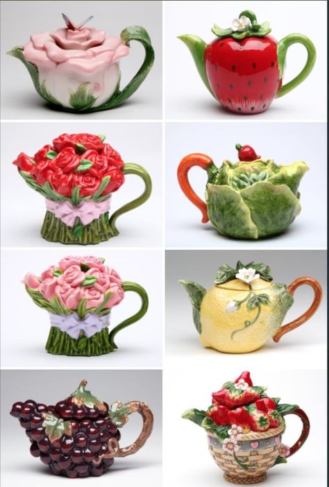 Novelty Teapots, Tafel Decor, Pretty Tea, Pretty Tea Cups, Tanah Liat, Pretty Mugs, Keramik Design, Ceramics Pottery Art, Teapots And Cups