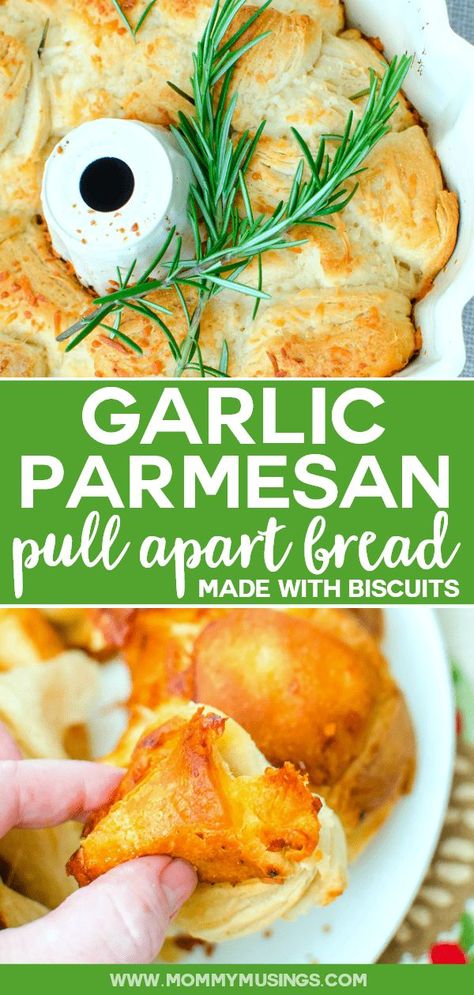 Garlic Parmesan Pull Apart Bread with Biscuits #breadrecipes #garlicparmesan #biscuits #bundtbakers #easyrecipe #holidaybaking #holidayfood #appetizers #pullapartbread #monkeybread Pull Apart Bread Bundt Pan, Bundt Pan Pull Apart Bread, Bundt Pan Bread, Bread In A Bundt Pan, Parmesan Pull Apart Bread, Garlic Parmesan Bread, Bundt Pan Recipes, Bread Pull Apart Recipes, Parmesan Bread