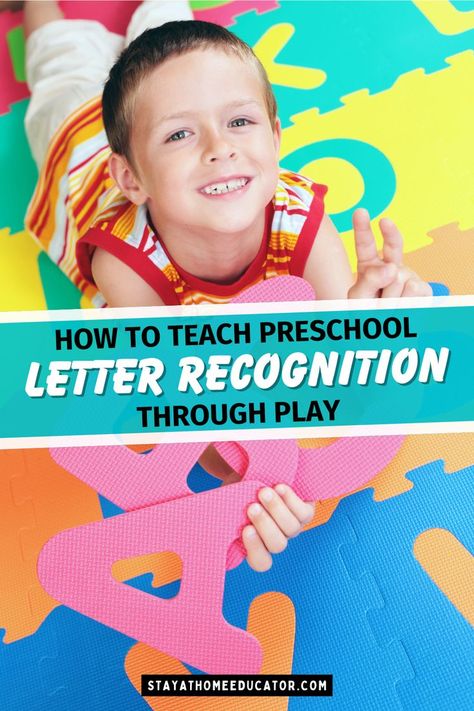 How to Teach Preschool Letter Recognition Through Play | Engaging Activities for Teaching Preschoolers Letter Recognition | Letter Recognition Activities | A boy holding ABC Preschool Letter Recognition Activities, Preschool Letter Recognition, Letter Identification Activities, Letter Recognition Preschool, Letter Recognition Games, Teach Preschool, Preschool Letter, Kids Literacy, Alphabet A