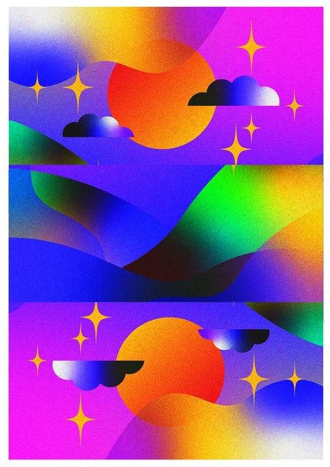 #poster #graphic #design #art #color #colorful #sun #sunrise #sunset #mountain #clouds #stars Sunrise Graphic, Mountain Clouds, Poster Graphic Design, Art Color, Graphic Design Art, Sunrise Sunset, Design Art, Graphic Design, Sun