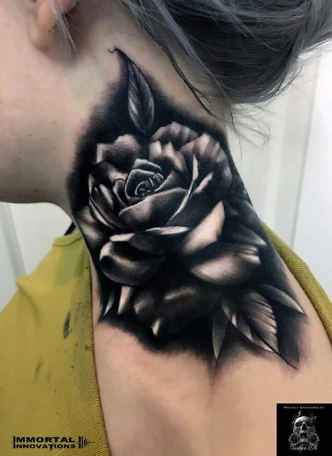 Neck Tattoo Cover Up, Rose Hand Tattoo, Tattoos For Dog Lovers, Throat Tattoo, Rose Tattoos For Men, Blue Rose Tattoos, 13 Tattoos, Black Rose Tattoos, Diamond Tattoos