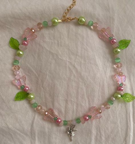 Fairy Core Beaded Necklace, Fairycore Beaded Jewelry, Cottagecore Beaded Jewelry, Fairy Beads Bracelet, Fairycore Beaded Necklace, Fairy Beaded Necklace, Fairy Necklace Diy, Fairy Jewelry Diy, Fairy Accessories Jewellery