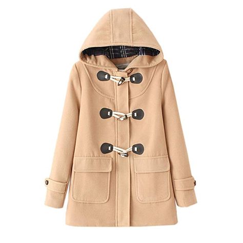 WSLCN Classic Duffle Coat Woolen Fleece Women Trench Coat Hooded: Amazon.ca: Clothing & Accessories Duffel Coat, Toggle Coat, Beige Coat, Casual Outerwear, Duffle Coat, Long Sleeves Coats, Wool Blend Coat, Woolen Coat, Trench Coats Women