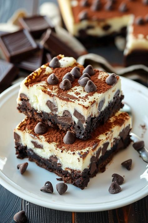 ⠀⠀ Indulge in the ultimate dessert combination of rich chocolate brownies layered with creamy cheesecake. These Cheesecake Brownies are perfect for satisfying both chocolate and cheesecake cravings in one decadent bite.  Ingredients:⤵️  12 ounces semi-sweet or bittersweet chocolate chips 🍫 6 tablespoons unsalted butter, cut into small cubes 🧈 ¾ cup granulated sugar 🍬 1 teaspoon vanilla extract 🍦 3 eggs, room temperature 🥚 ¼ cup unsweetened cocoa powder 🍫 Unsweetened Cocoa Powder, Chocolate Dreams, Cheesecake Brownies, Food Babe, Cheesecake Bites, 3 Eggs, Creamy Cheesecake, Bittersweet Chocolate, Chocolate Brownies