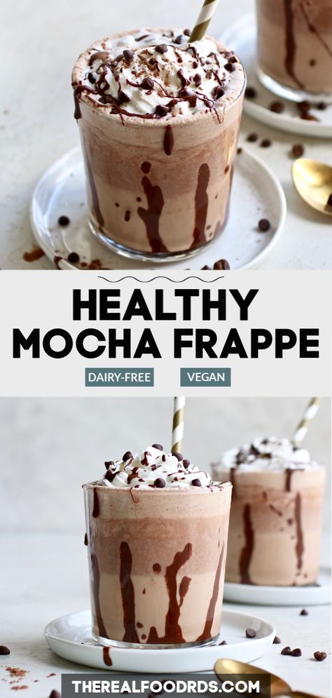 Chocolate Frappe Recipe, Mocha Frappe Recipe, Mocha Smoothie, Dairy Free Coffee, Celebrities Quotes, Real Food Dietitians, Design Humor, Frappe Recipe, Mocha Frappe