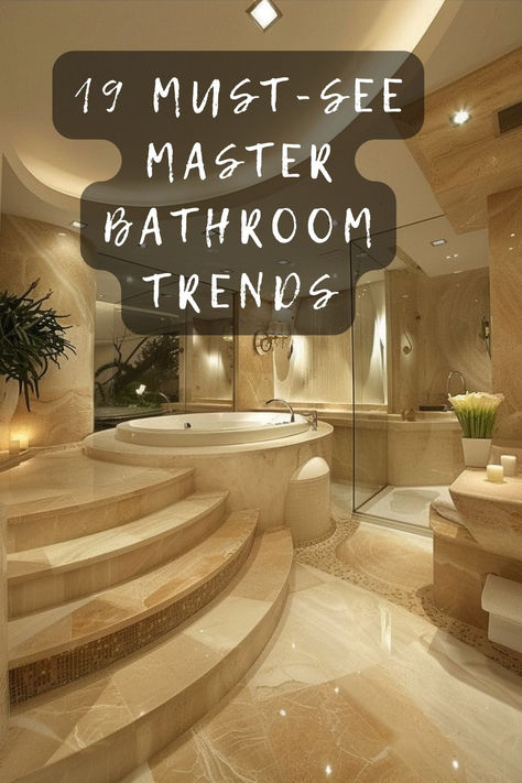 Looking to refresh your master bathroom? Check out the latest trends that will transform your space into a luxurious retreat. From sleek fixtures to bold tiles, these ideas will inspire your next renovation. Click to discover the top 19 master bathroom trends of the year! 🛁✨ #BathroomInspo #HomeRenovation #BathroomTrends #InteriorDesign #LuxuryBathroom Masterbath 2024, Master Bath Design Ideas, Elegant Master Bathrooms Luxury, Large Shower Ideas, Beautiful Bathrooms Luxury, Dream Bathrooms Luxury Master Bath, Bathrooms Luxury Modern, High End Bathroom Design Luxury, Master Bathrooms 2024 Trends