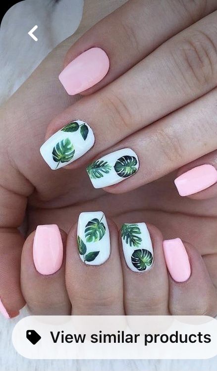 Nail Art Summer Beach, Tropical Flower Nails, Vacation Nail Designs, Flamingo Nails, Tropical Nails, Cute Simple Nails, Winter Nails Acrylic, Manicure Diy, Nail Art Sticker