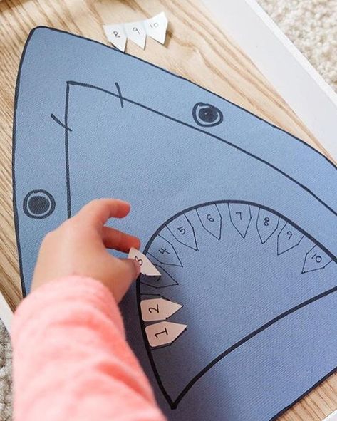 Shark Crafts Preschool, Shark Activities, Sensory Activities For Preschoolers, Counting Activities Preschool, Shark Craft, Counting Activity, Sharks For Kids, Art Activities For Toddlers, Toddler Classroom