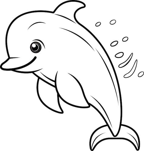 Dolphin Outline, Kids Colouring Printables, Dolphin Coloring Pages, Outline Illustration, Animals Coloring, Kids Vector, Colouring Printables, Color Worksheets, Animal Coloring Pages