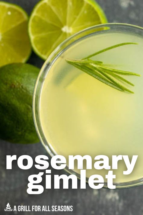 Rosemary adds a delicious twist to a classic gin cocktail. The Rosemary Gimlet will be your new favorite refreshment. Simple syrup infused with rosemary is the perfect balance to dry gin and lime. Be ready to make a pitcher, your guests will be asking for seconds! Rosemary Gimlet Recipe, Rosemary Infused Vodka, Drinks With Rosemary Simple Syrup, Rosemary Simple Syrup Recipe Cocktails, Rosemary Simple Syrup Cocktail, Gin Rosemary Cocktail, Drinks With Rosemary, Cocktails With Rosemary, Rosemary Gin And Tonic