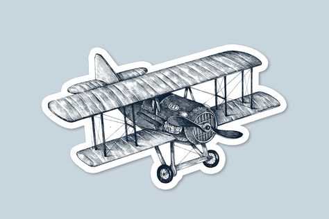 Hand drawn biplane sticker overlay design element | premium image by rawpixel.com / Hein Sticker Overlay, Retro Airplane, Drawing Retro, Airplane Drawing, Drawing Black And White, Drawing Black, Hand Drawing, Vintage Hollywood, Free Illustrations