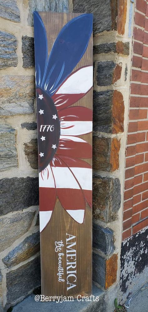 Patriotic Porch Signs, Fouth Of July Crafts, Patriotic Crafts Diy, American Flag Crafts, Patriotic Porch, Flag Crafts, 4th July Crafts, Door Signs Diy, Blue Crafts