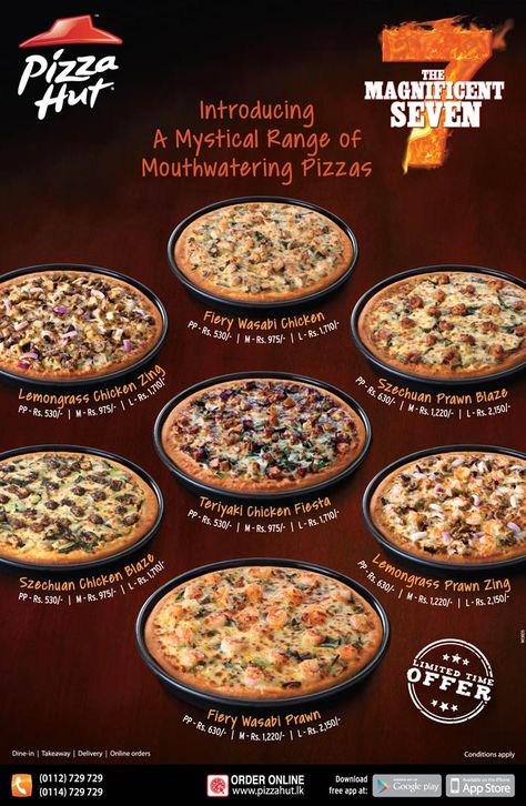 #Introducing #the #Magnificent 7, a #Mystical #Range #of #Mouthwatering #Pizzas! Italian Food Menu Ideas, Pizza Type Recipes, Italian Food Menu, Pizza Photography, Pizza Hut Menu, Magnificent 7, Menu Pizza, Cooking Recipes In Urdu, Pizza Menu