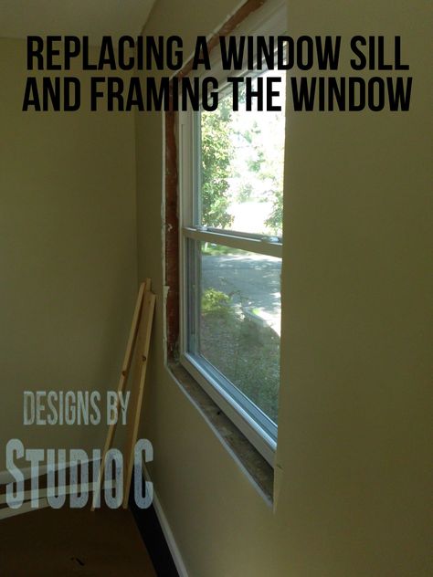 how to make window sill_SANY2641 copy Mobile Home Windows, Diy Window Frame, Interior Window Sill, Make A Window, Kitchen Window Sill, House Flipping, Basement Windows, Window Projects, Window Casing