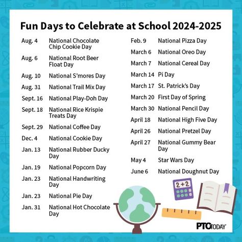 24-25 School Appreciation Days, January Pto Ideas, Fun Holidays 2024, School Appreciation Days 24-25, Teacher Contest Ideas, School Principal Day Gift Ideas, National Principals Month Ideas, Staff Engagement Ideas, Pto Teacher Appreciation Ideas