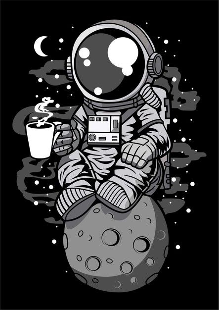 Premium Vector | Astronaut coffee Astronaut Illustration, Space Drawings, Astronaut Wallpaper, Astronaut Art, 얼굴 그리기, Kraf Diy, Cool Wallpapers Cartoon, On The Moon, Cute Cartoon Wallpapers