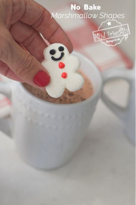 Add a little extra fun this winter to your hot cocoa by making Christmas and Winter Shapes out of your Store Bought Marshmallows. No baking or recipe required - just easy and fun! Perfect for Christmas and Winter. www.kidfriendlythingstodo.com #marshmallows #shaped #snowflake #winter #hotchocolate #drink #kids #fun #christmas Christmas Marshmallows Ideas, Build A Snowman Marshmallow, Reindeer Marshmallows, Marshmallow Shapes, Christmas Marshmallows, Marshmallow Dip, How To Make Marshmallows, Marshmallow Snowman, Winter Activities For Kids