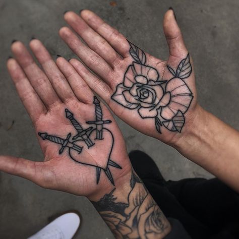 Hand Palm Tattoos, Palm Tattoo, Small Wave Tattoo, Le Tattoo, Tattoo Heart, Palm Tattoos, Omerta Tattoo, Skeleton Hand Tattoo, Tattoos For Black Skin