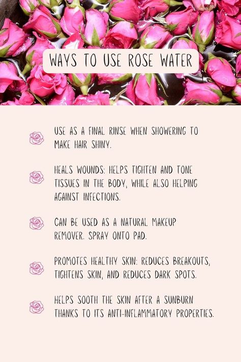 Using rose water. Rose Water Benefits Hair, Uses For Rose Water, Rose Water Hair, Rose Water Face Mist, Rose Water Benefits, Rose Water Diy, Rose Toner, Natural Makeup Remover, Rose Water Toner