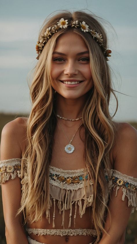 Discover the latest hippie hairstyles for easy long short cute 70s inspired medium curly and curly hair From bandana styles to boho looks find simple and elegant black hair inspirations for your long hair 70s Hairstyles, Hippie Hairstyles, Hippie Braids, Black Hair Inspiration, Boho Looks, Boho Hairstyle, 70s Hair, Bridesmaid Hair Long, Hippie Culture